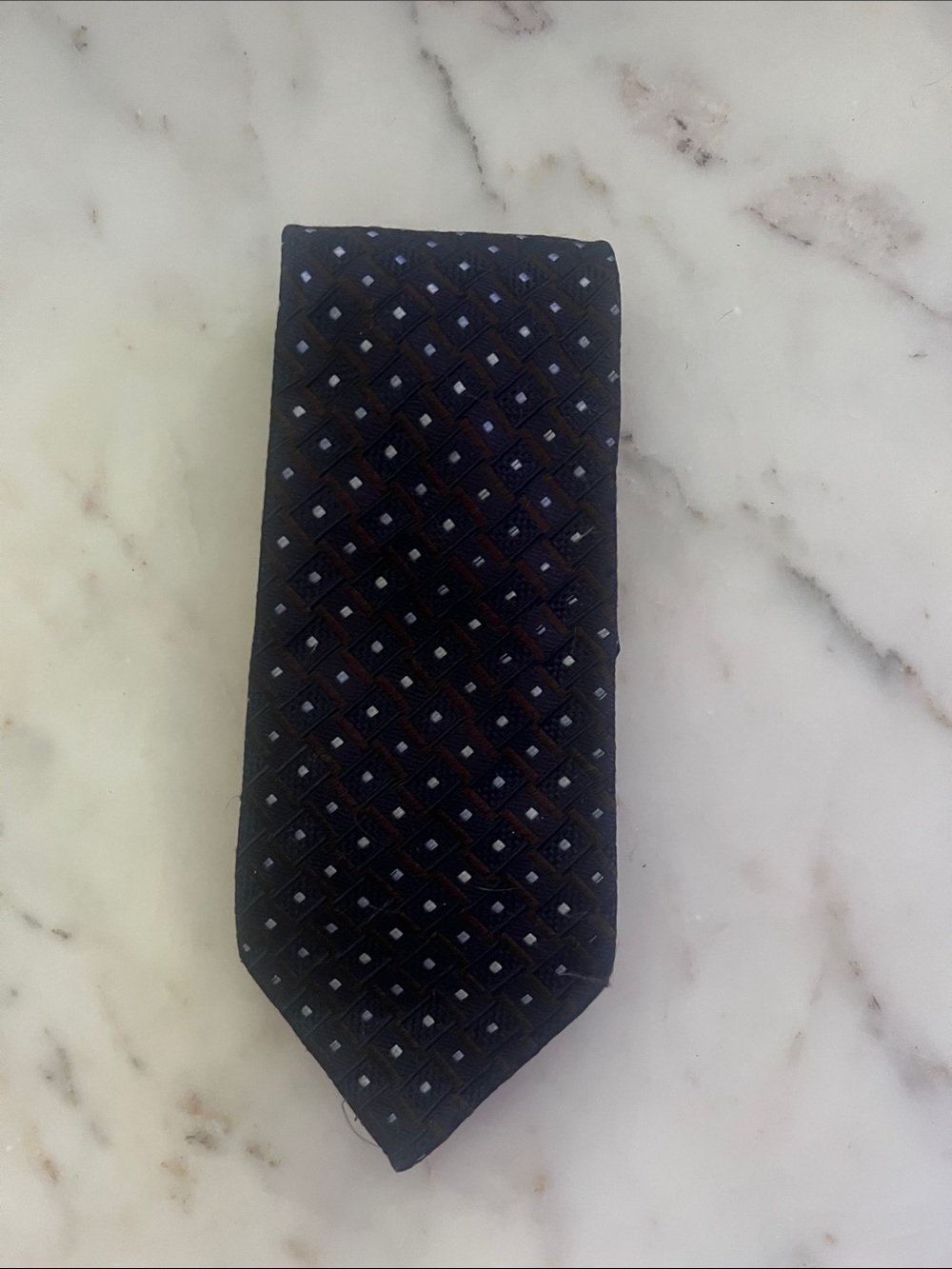 Canali Tie Navy Brown Dots and Geometic Shapes Made in Italy